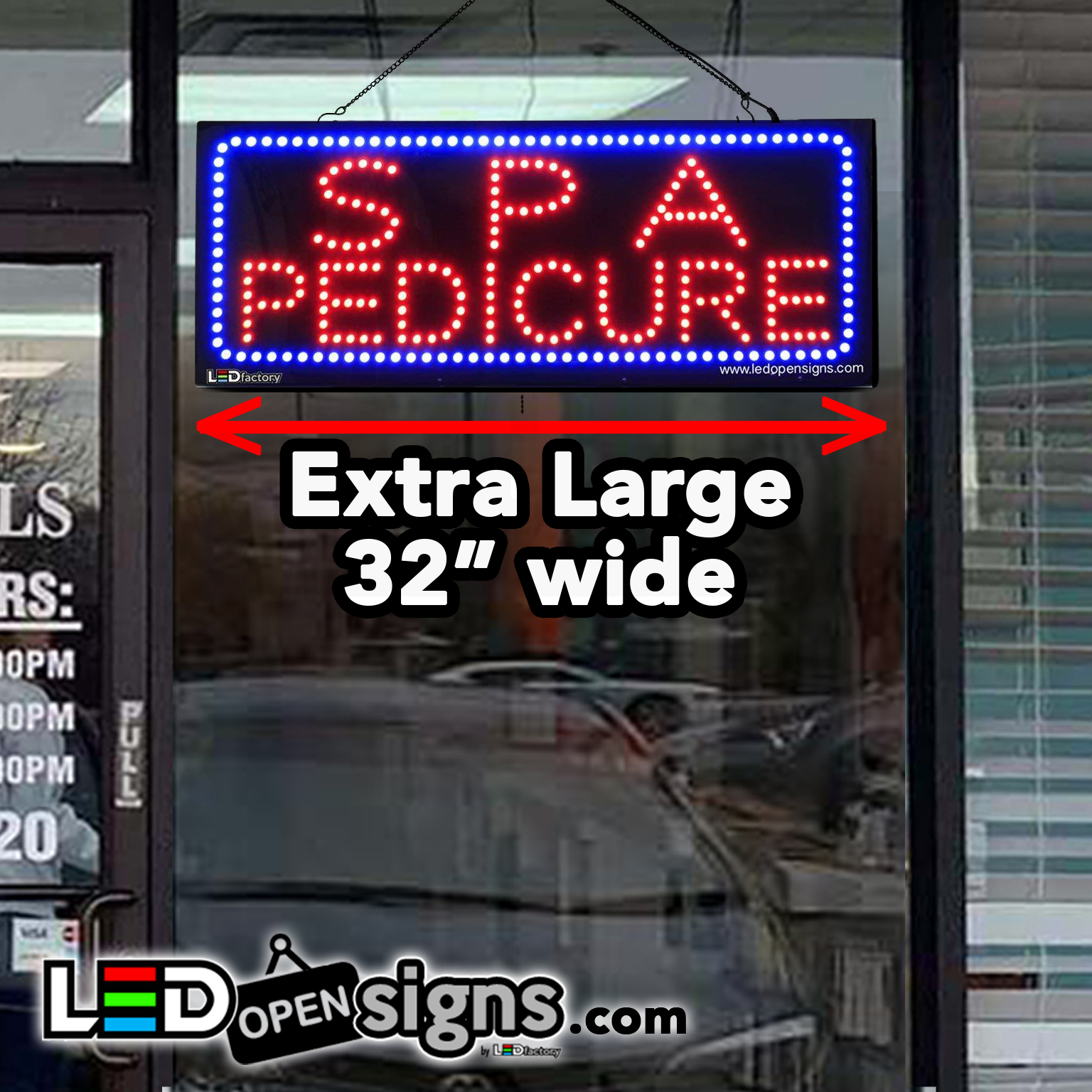 SPA Pedicure” Large LED Window Nail Salon Sign – Led Open Signs