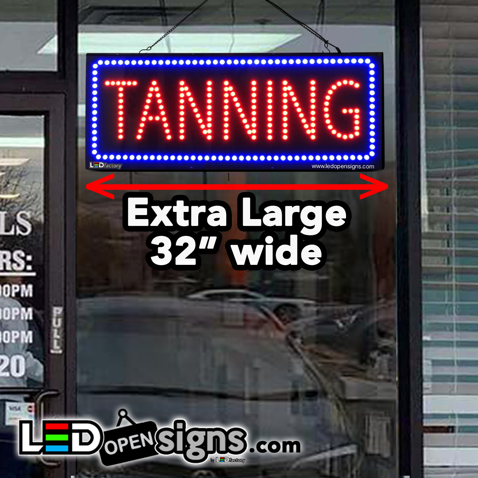 TANNING” Large LED Window Hair Salon Sign – Led Open Signs